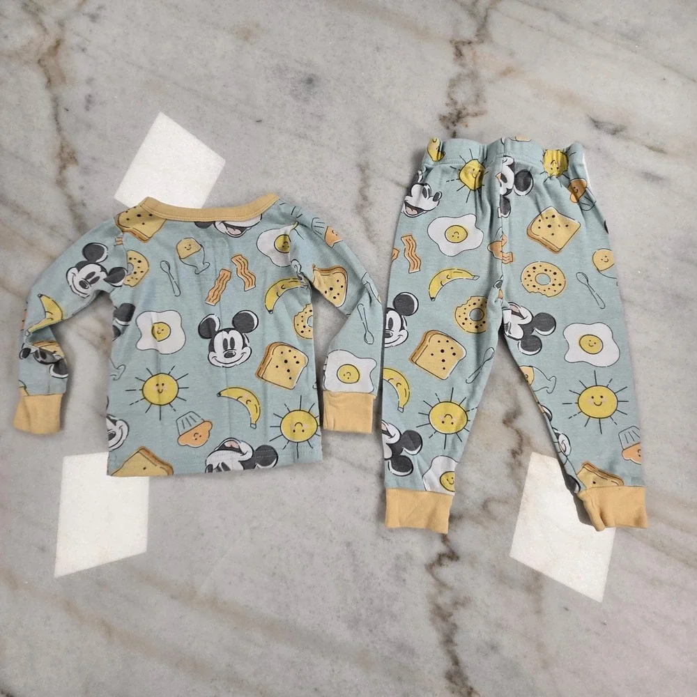 Disney Sesame Street Pajama Set Toddler 2T Blue Mickey Cookie Monster Kidcore